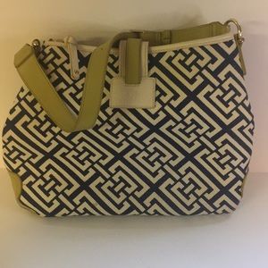 Spartina large purse, navy/cream/green